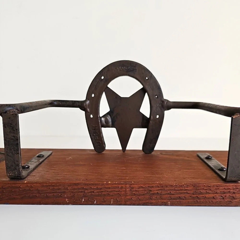 Western Wood & Metal Horseshoe Star Arrow Wall Shelf | Rustic Ranch Decor 18”